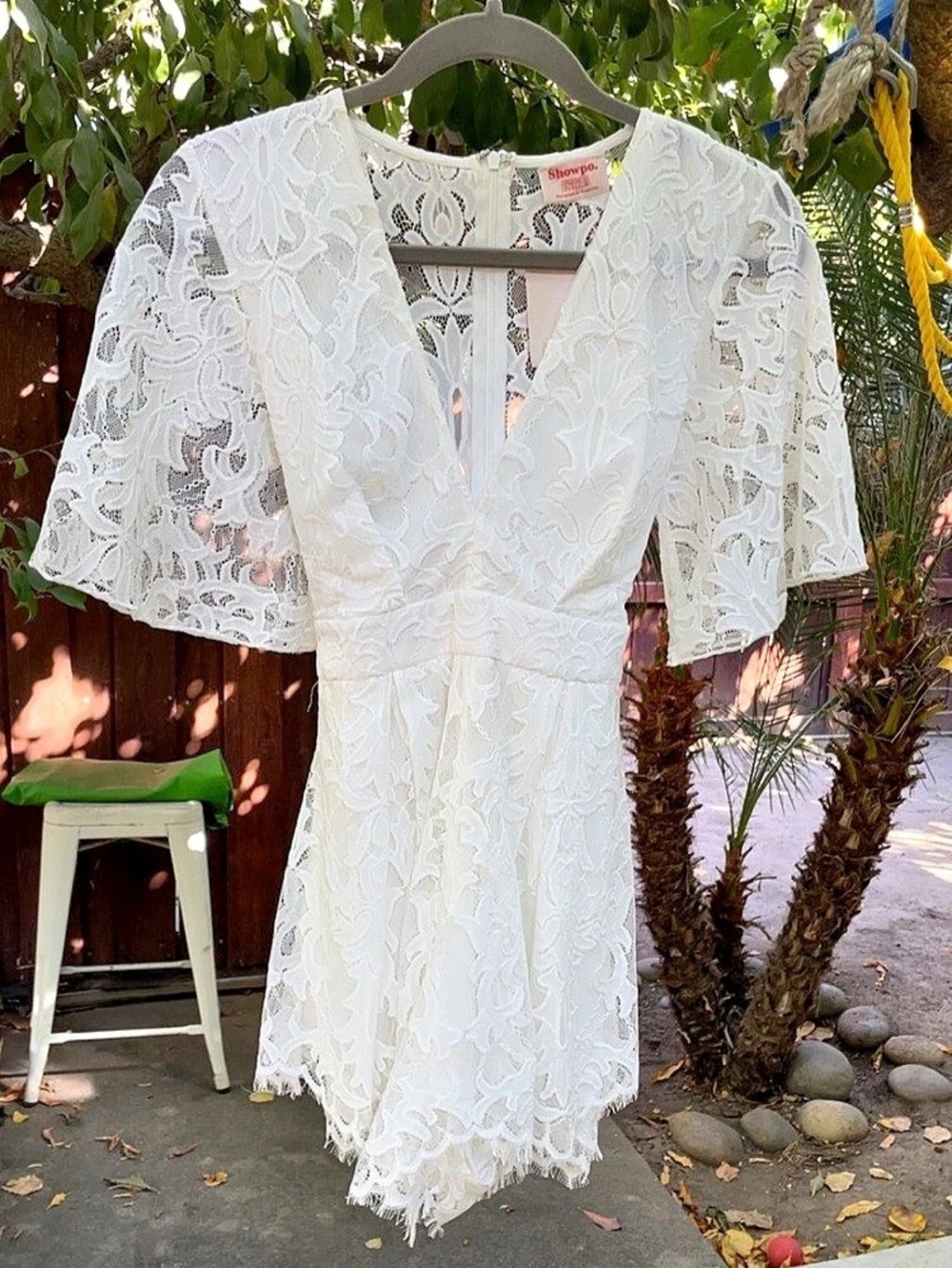 Showpo Break The Bar Playsuit White Lace Mini Dress Size 8 NWT